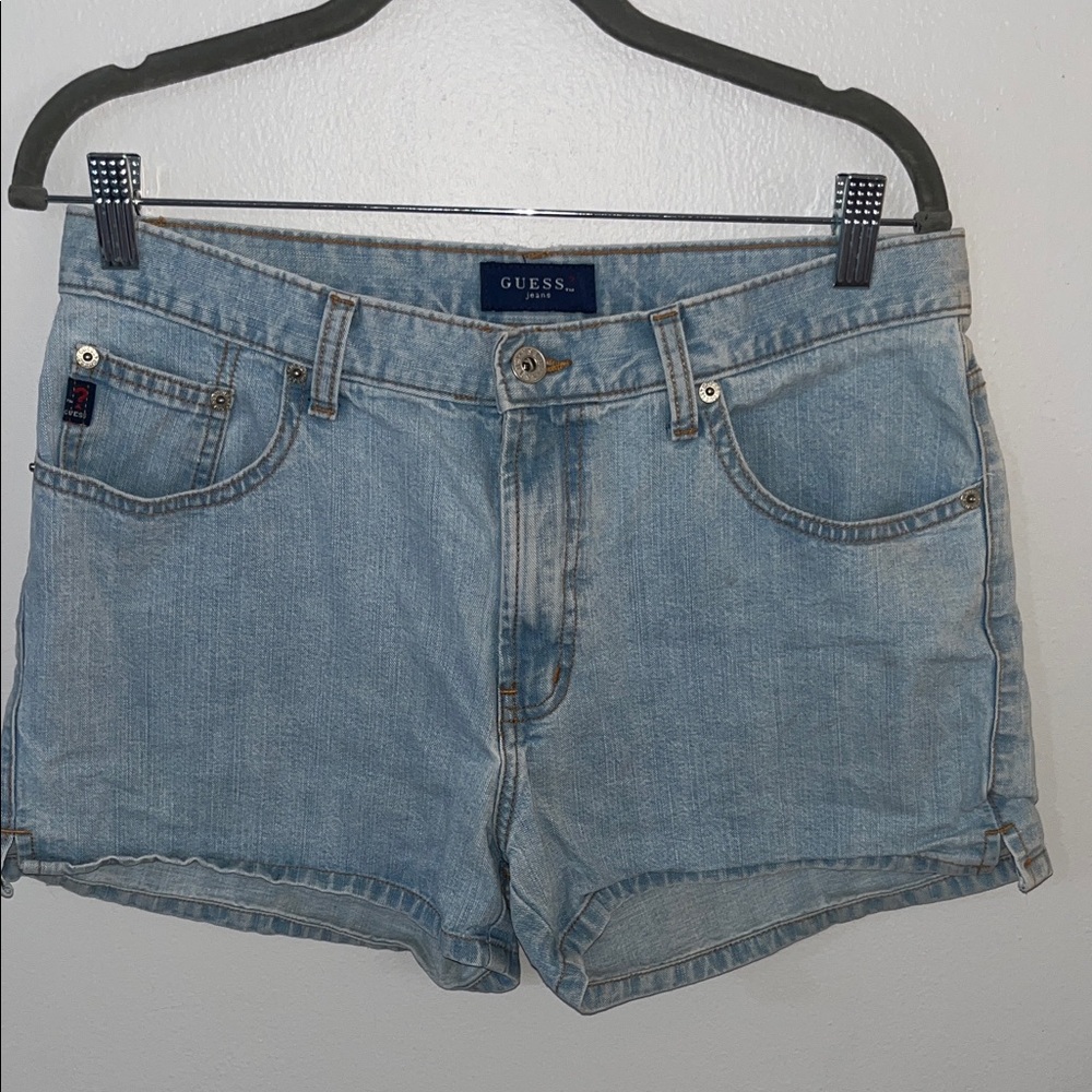 Y2K GUESS Light 100% Cotton Blue Jean Shorts for Women